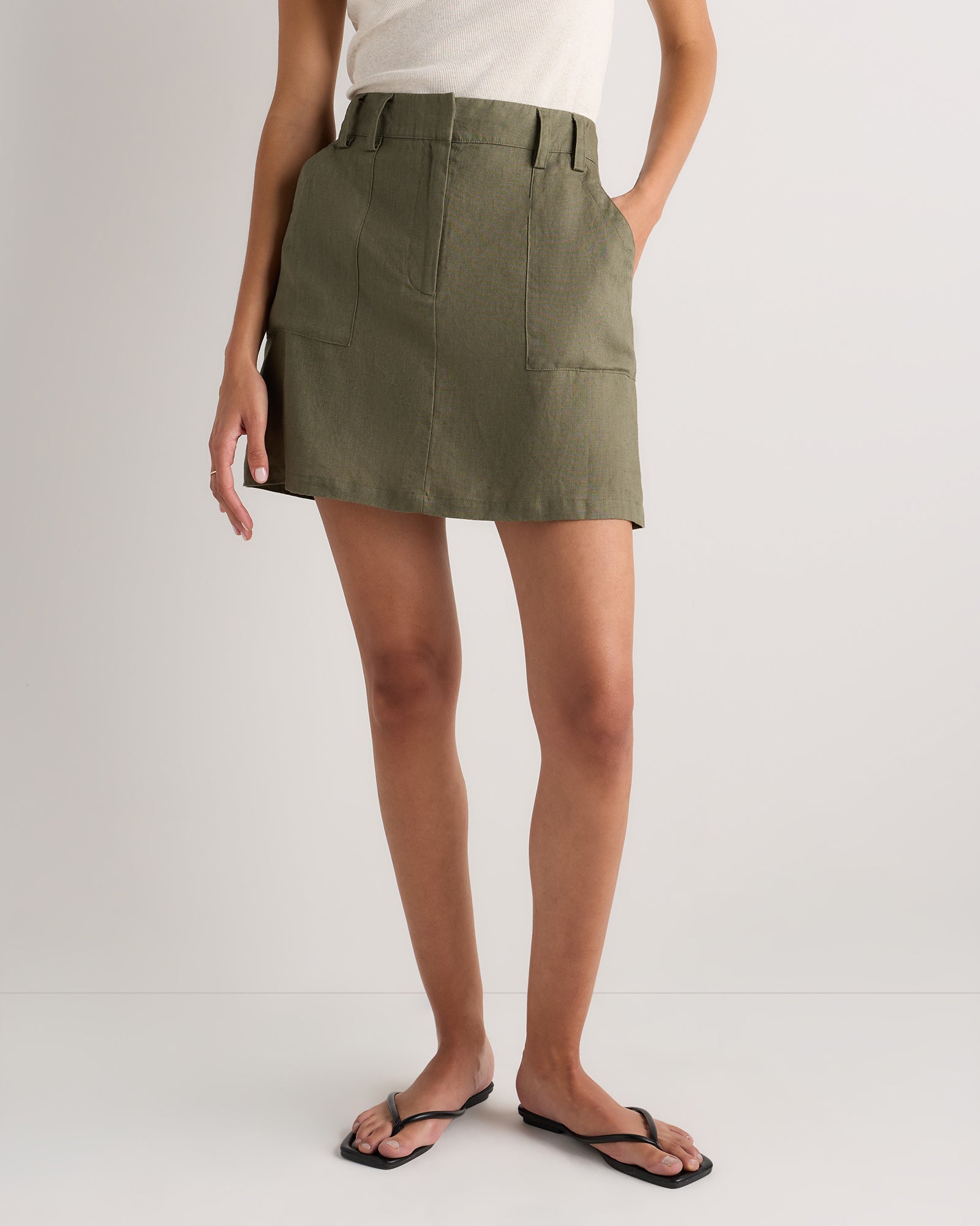 Quince Women's 100% European Linen Utility Skort
