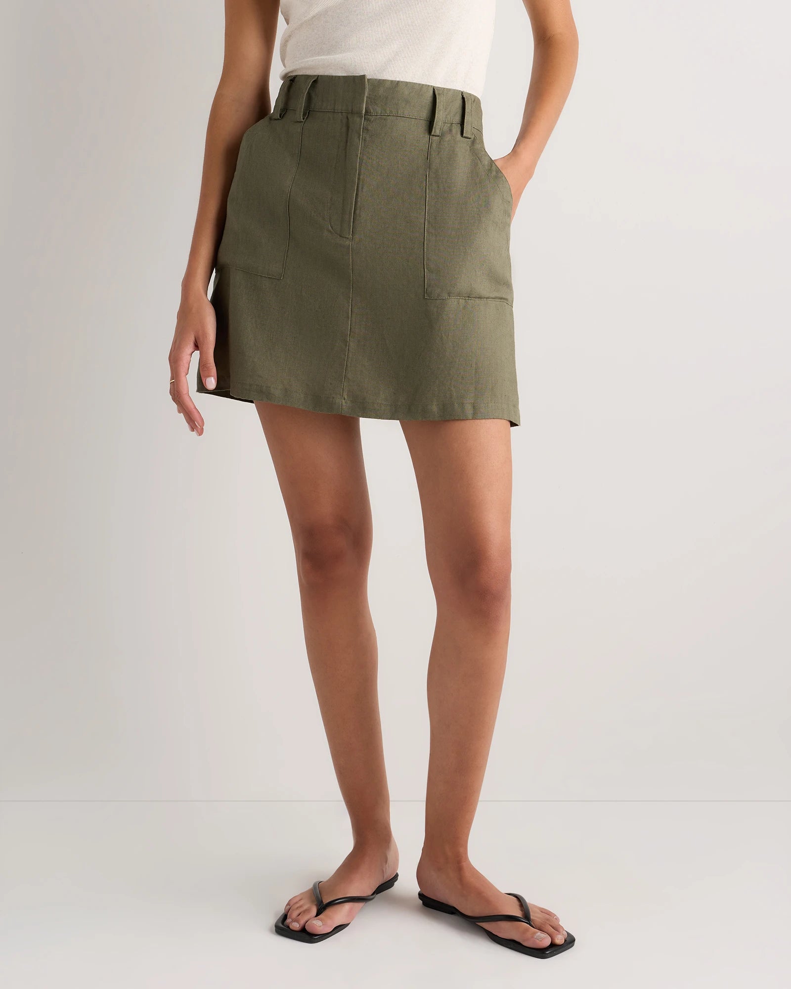 Quince Women's 100% European Linen Utility Skort