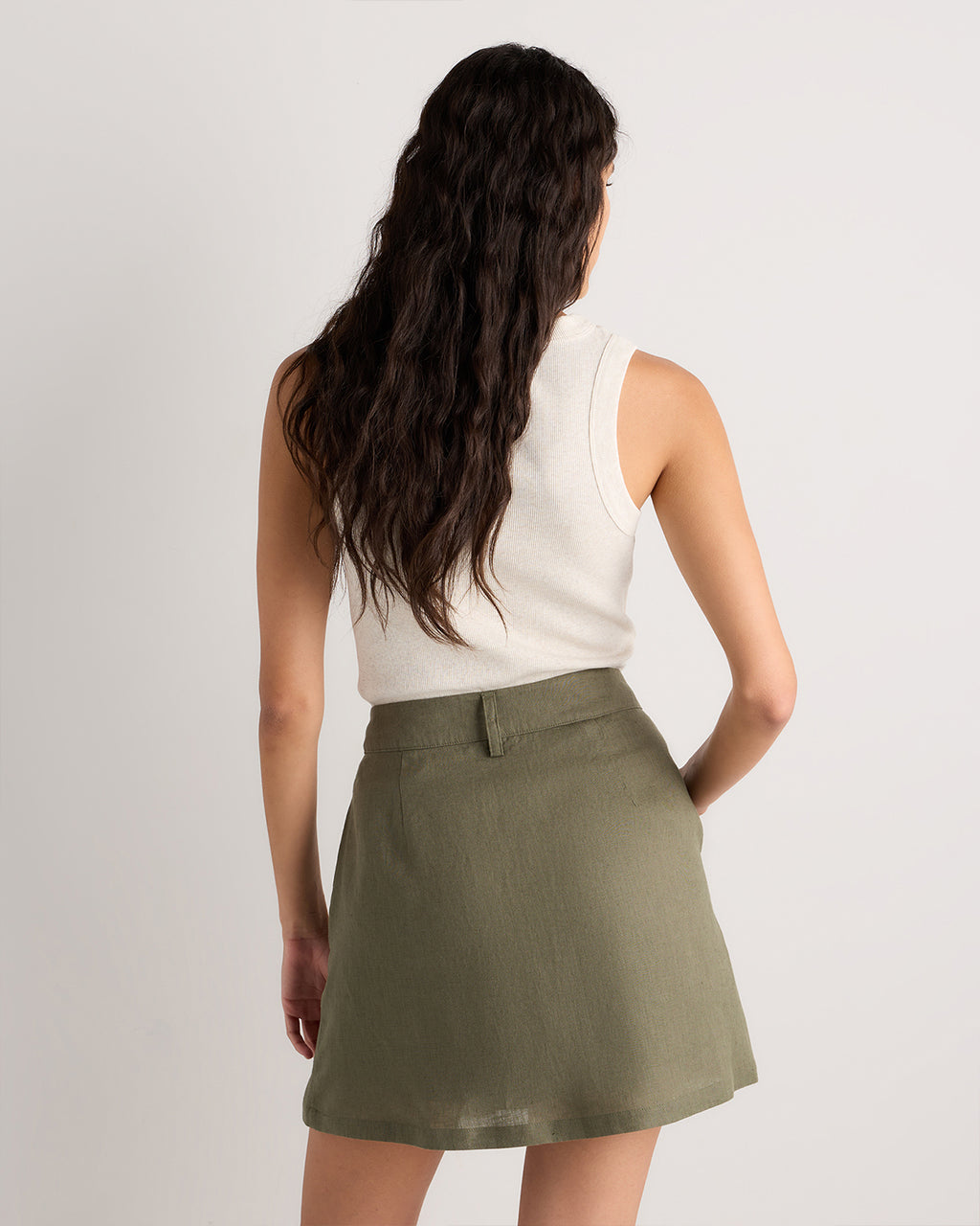 Quince Women's 100% European Linen Utility Skort