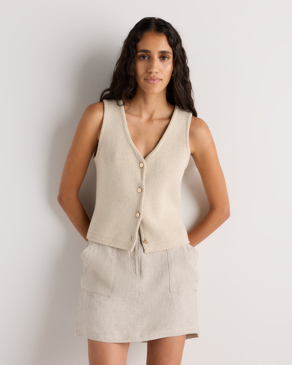 Quince Women's 100% European Linen Utility Skort