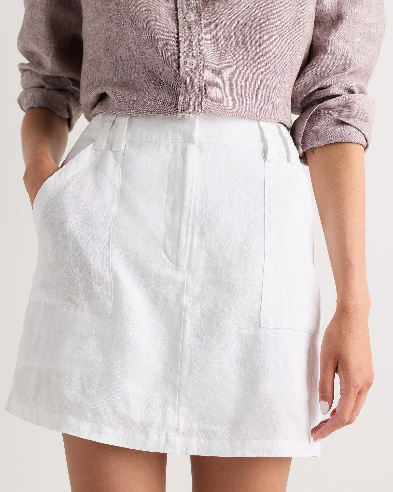 Quince Women's 100% European Linen Utility Skort