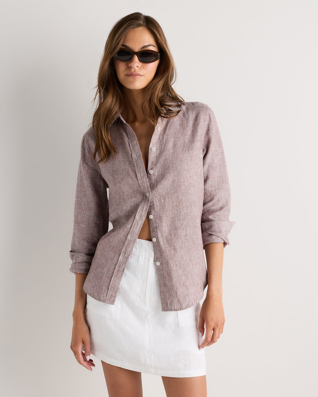 Quince Women's 100% European Linen Utility Skort
