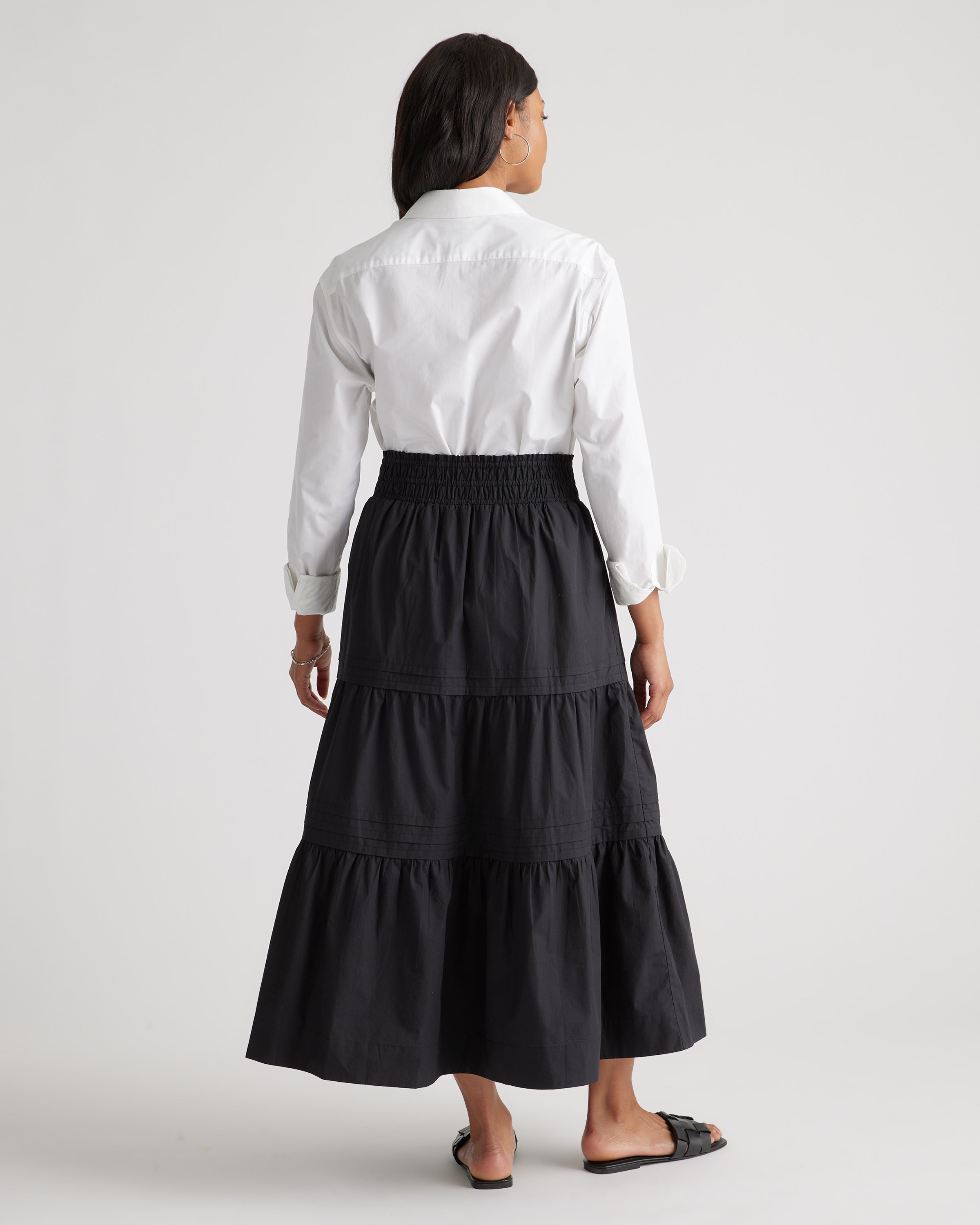 Quince Women's 100% Organic Cotton Tiered Maxi Skirt