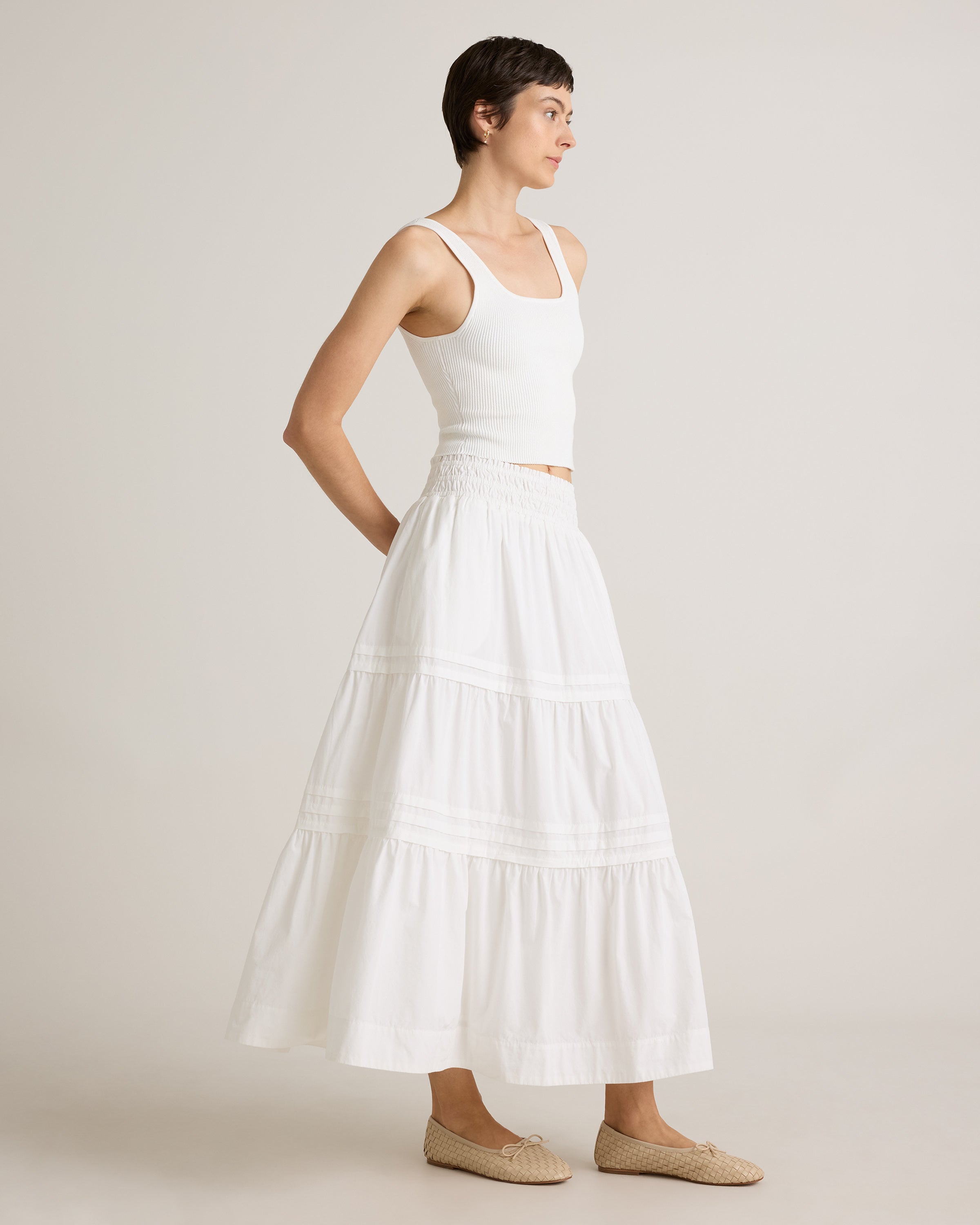 Quince Women's 100% Organic Cotton Tiered Maxi Skirt