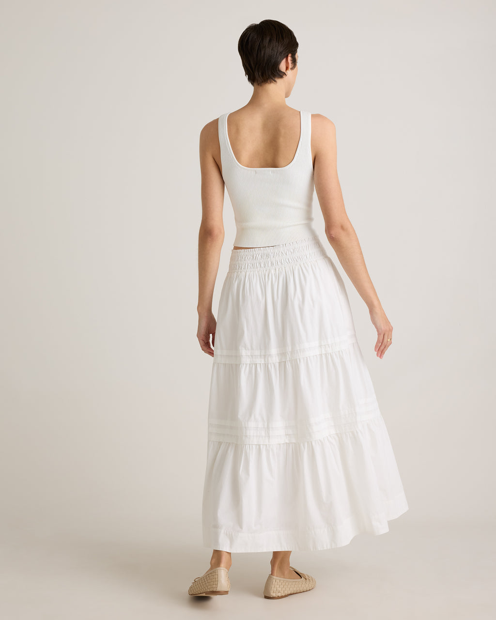 Quince Women's 100% Organic Cotton Tiered Maxi Skirt