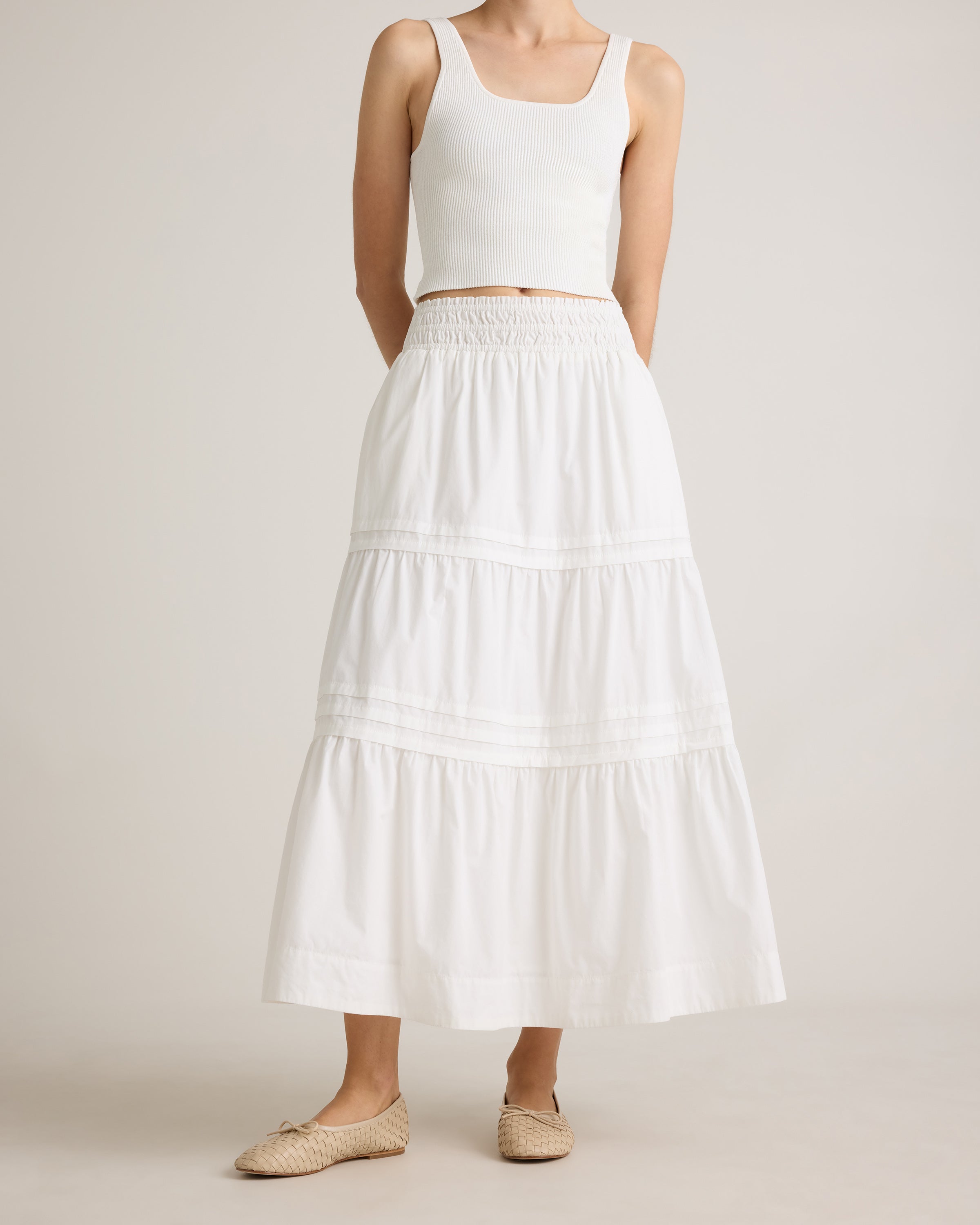 Quince Women's 100% Organic Cotton Tiered Maxi Skirt