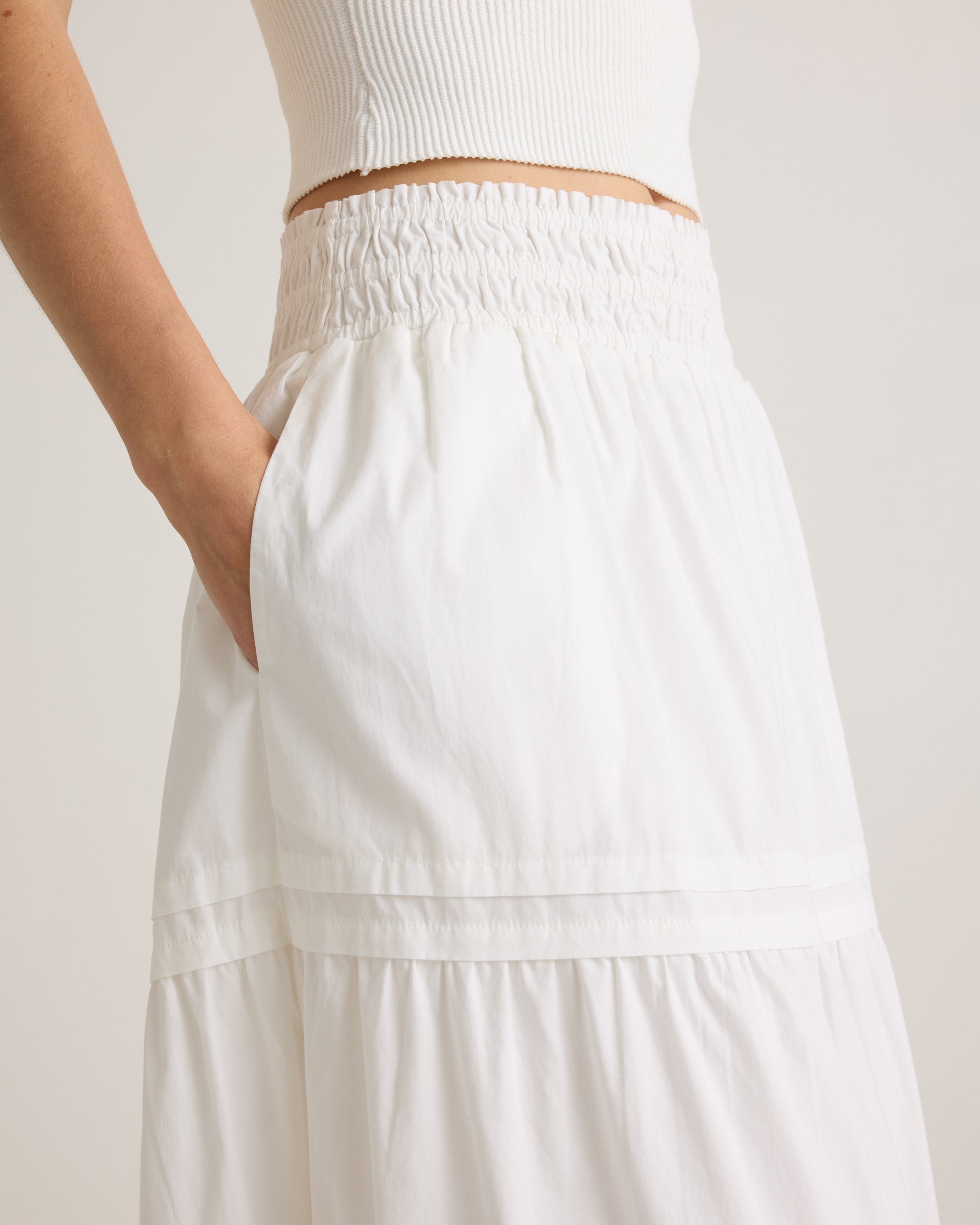 Quince Women's 100% Organic Cotton Tiered Maxi Skirt