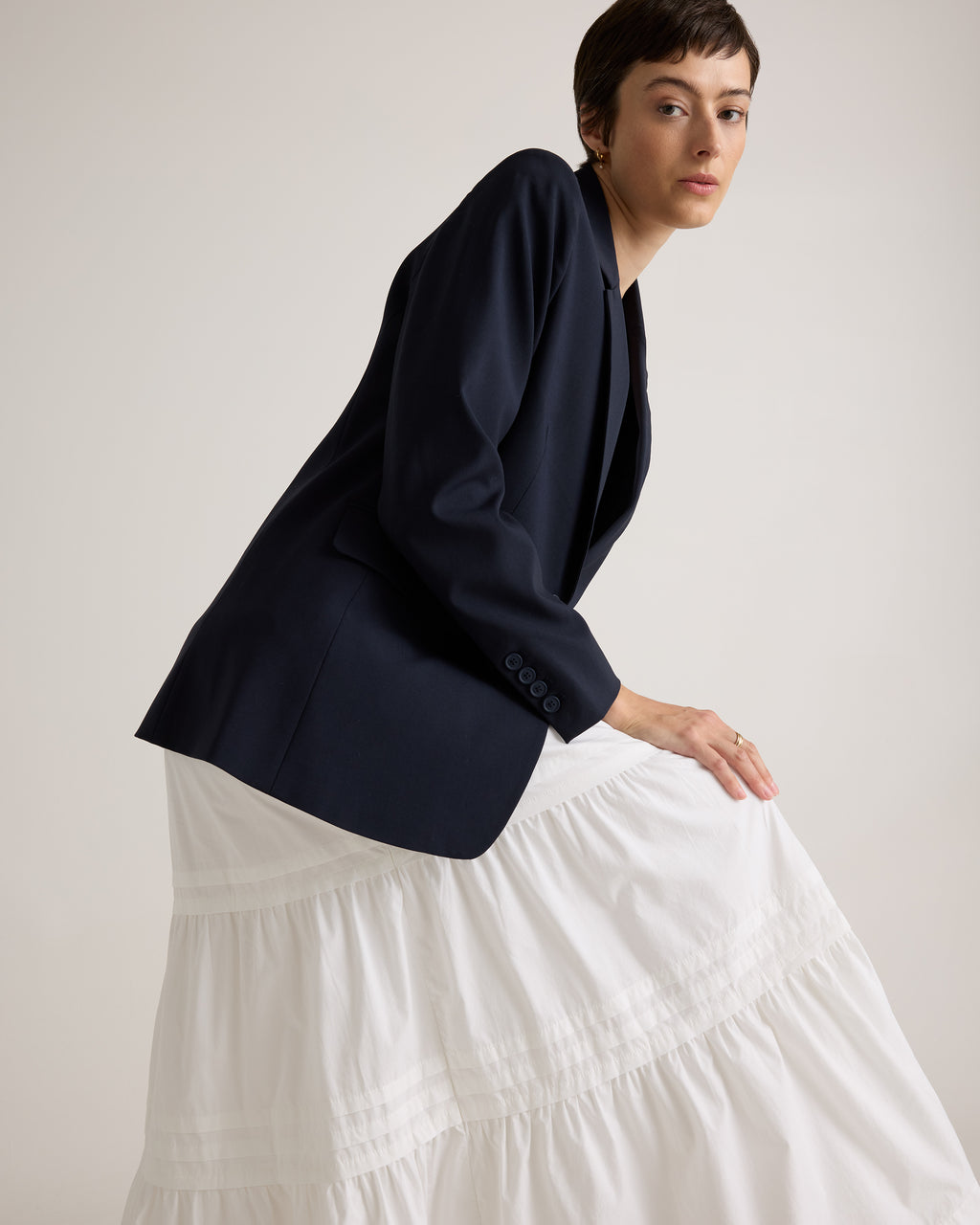 Quince Women's 100% Organic Cotton Tiered Maxi Skirt