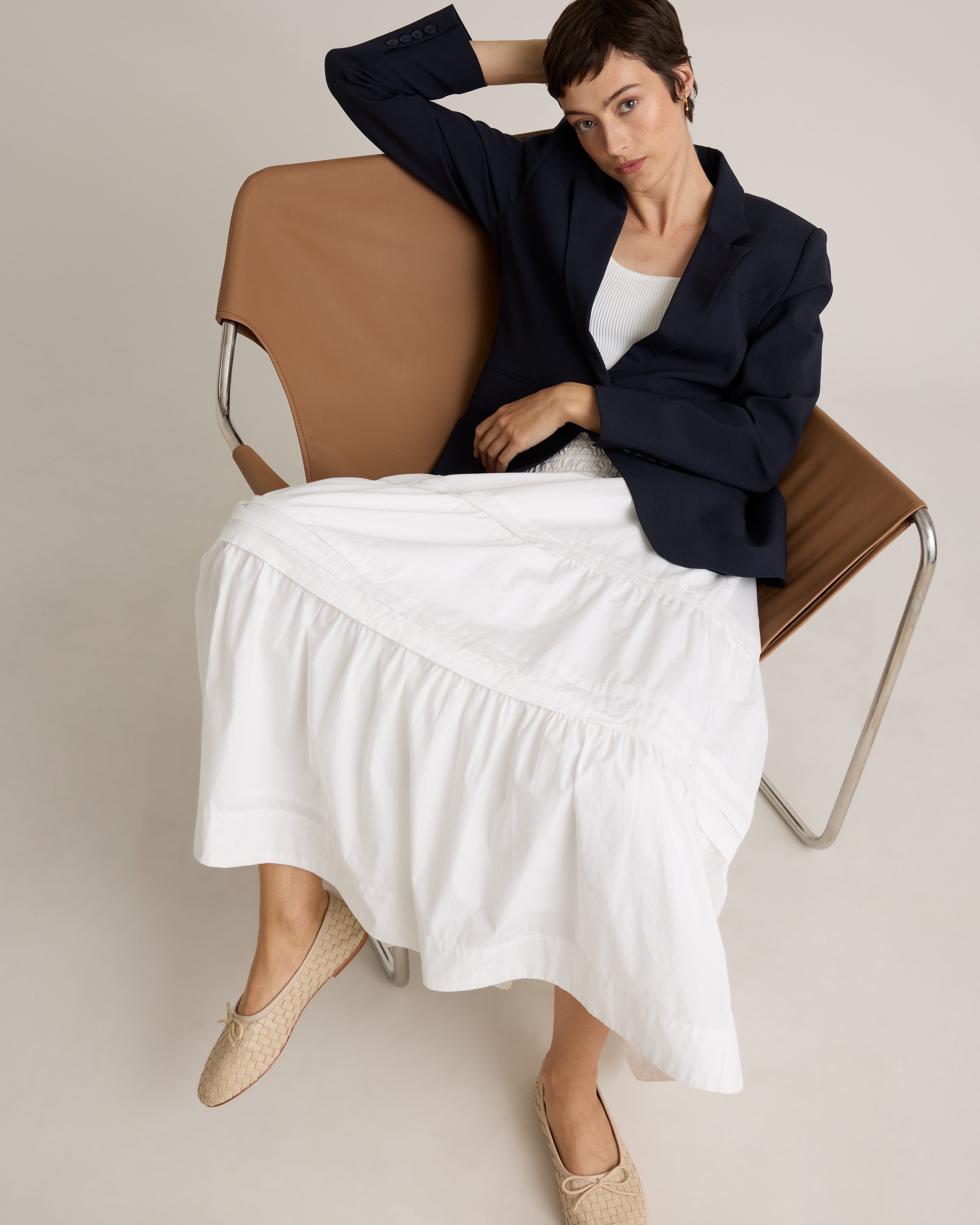 Quince Women's 100% Organic Cotton Tiered Maxi Skirt