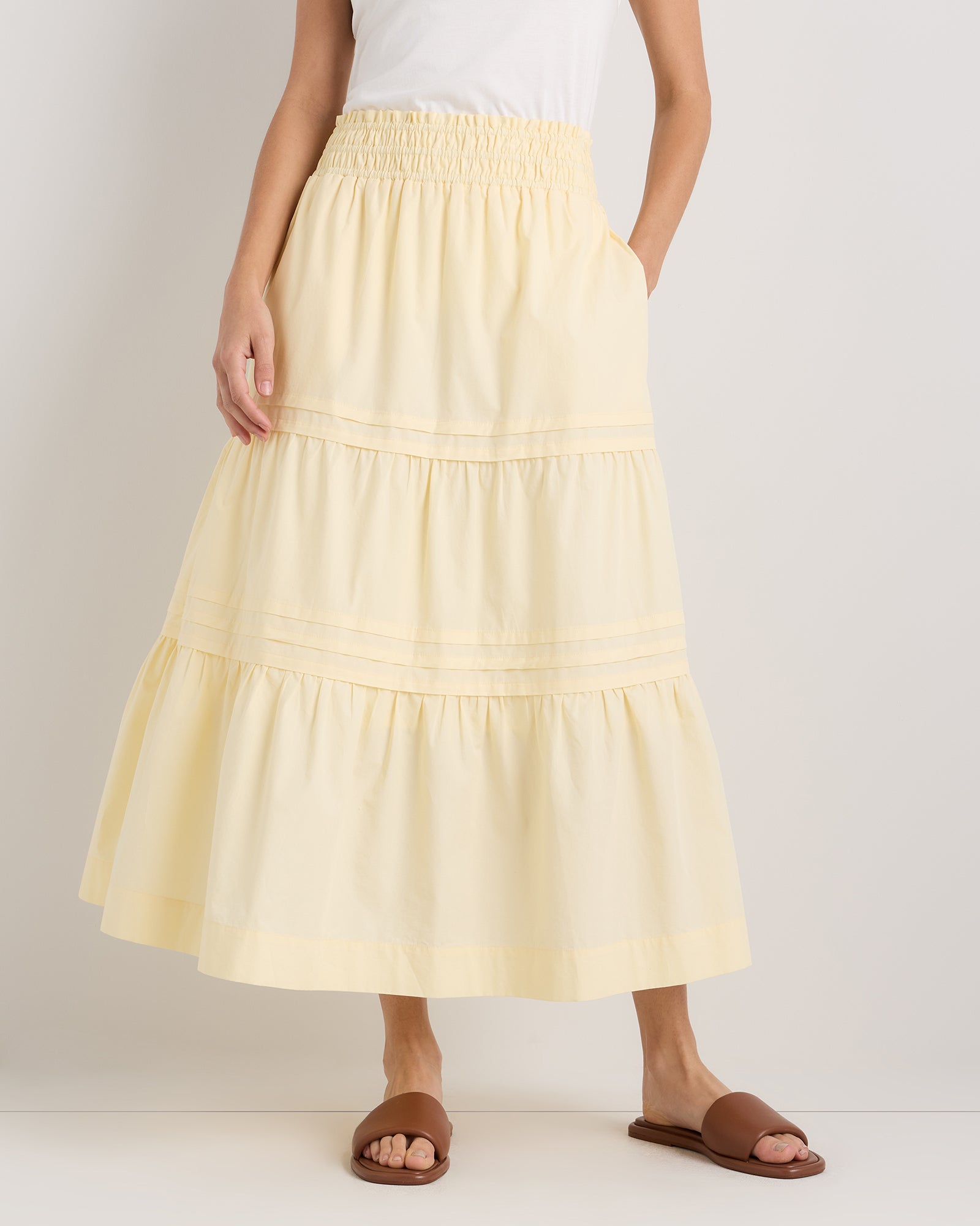 Quince Women's 100% Organic Cotton Tiered Maxi Skirt