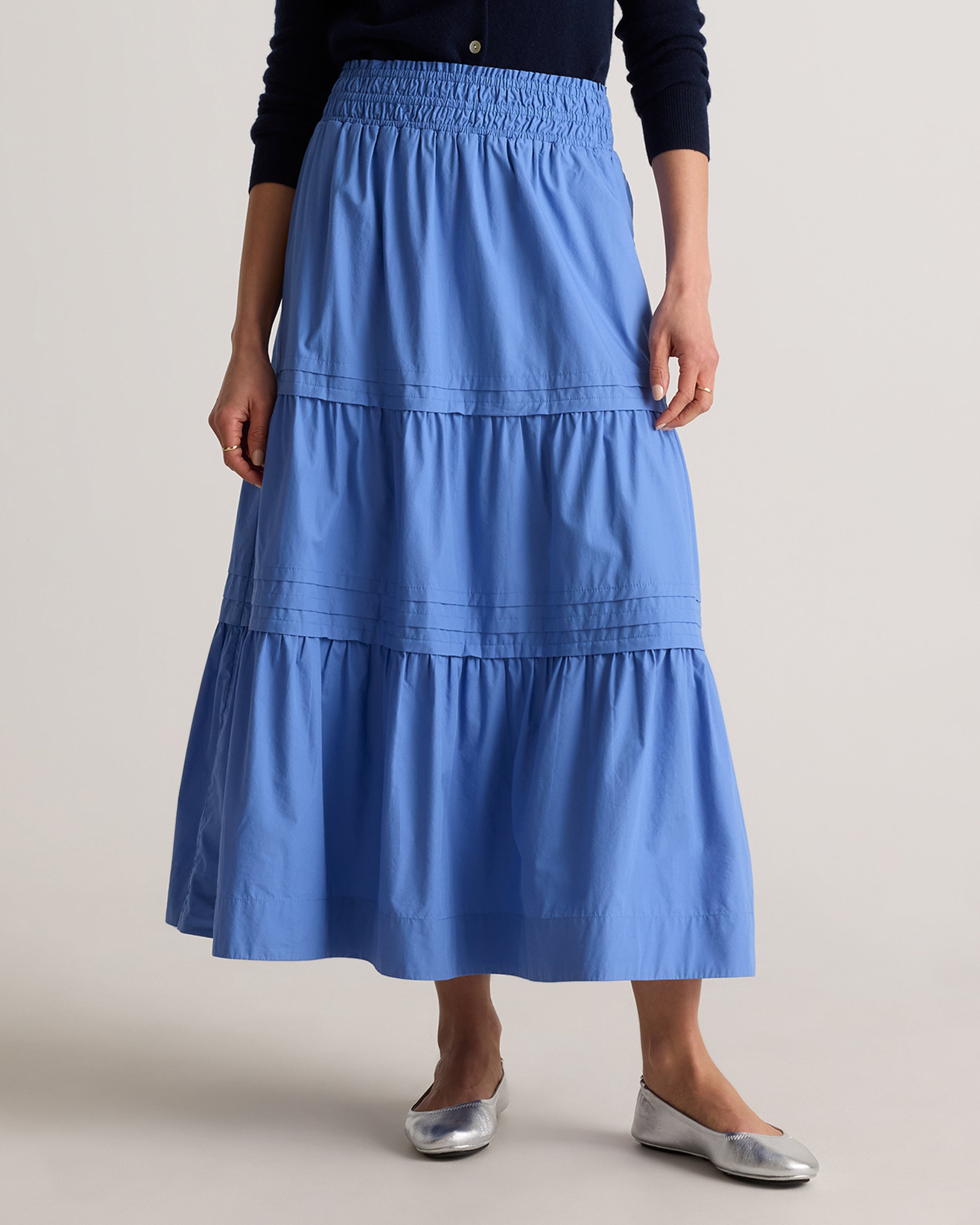 Quince Women's 100% Organic Cotton Tiered Maxi Skirt