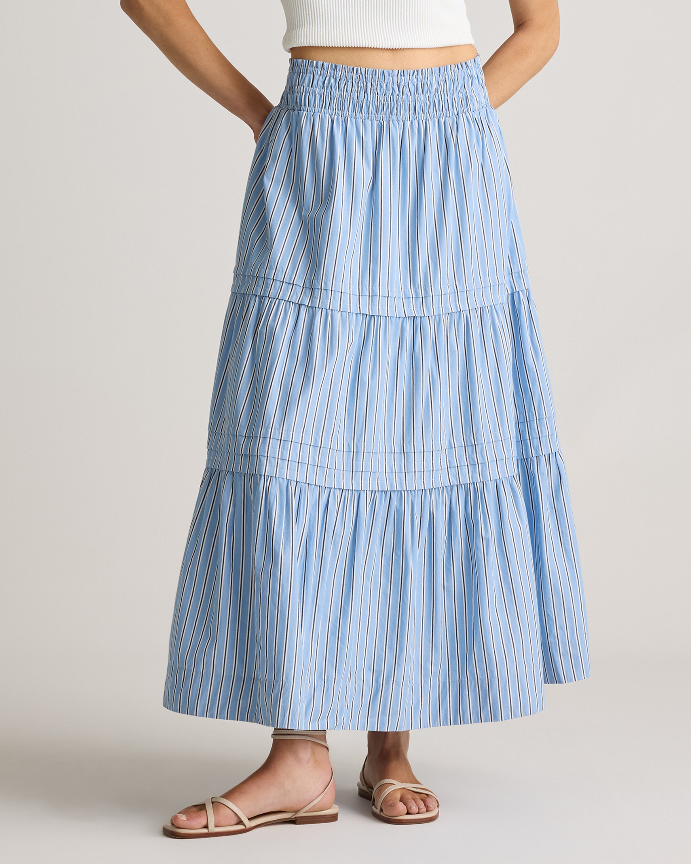 Quince Women's 100% Organic Cotton Tiered Maxi Skirt