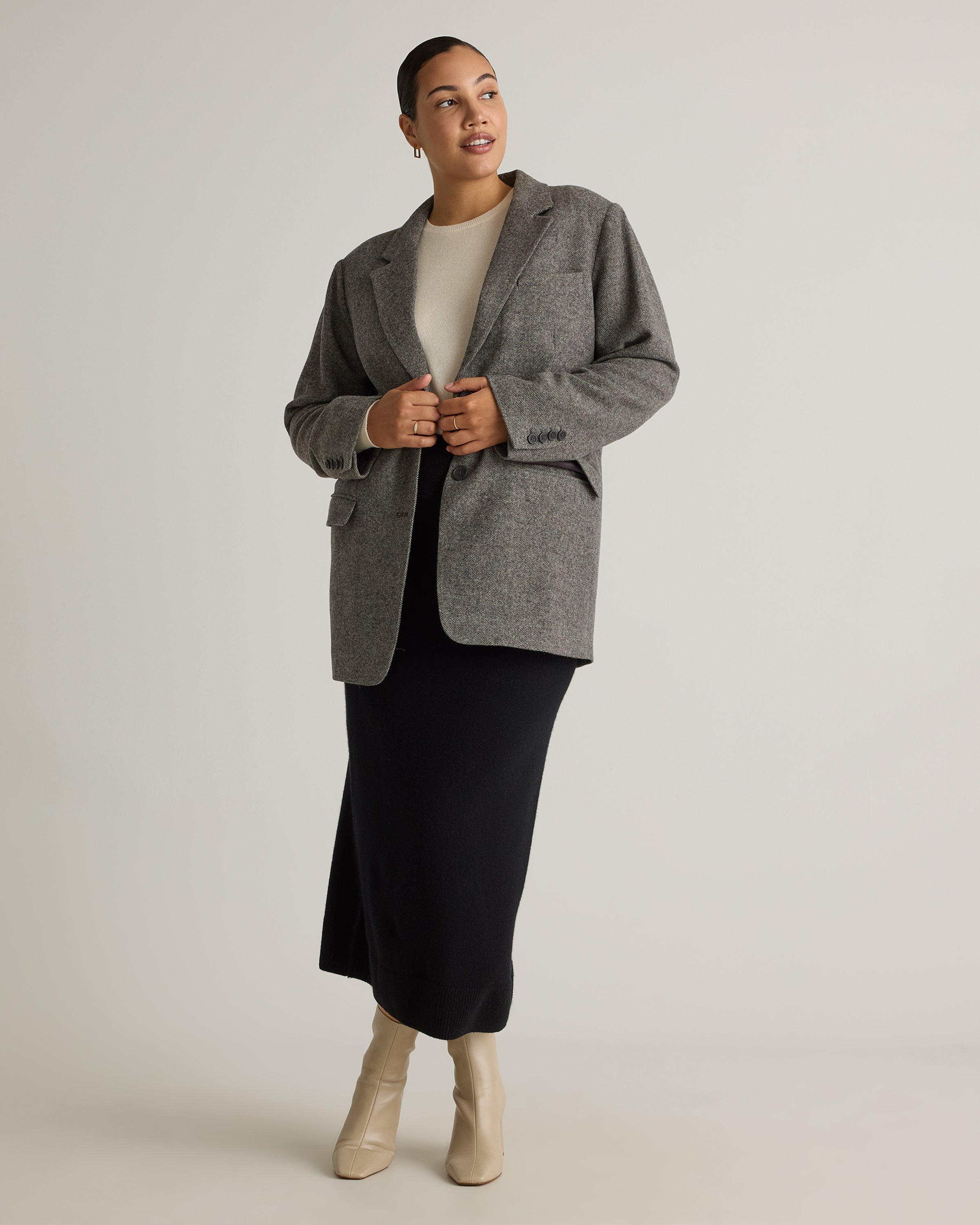 Quince Women's Mongolian Cashmere Fitted Midi Skirt