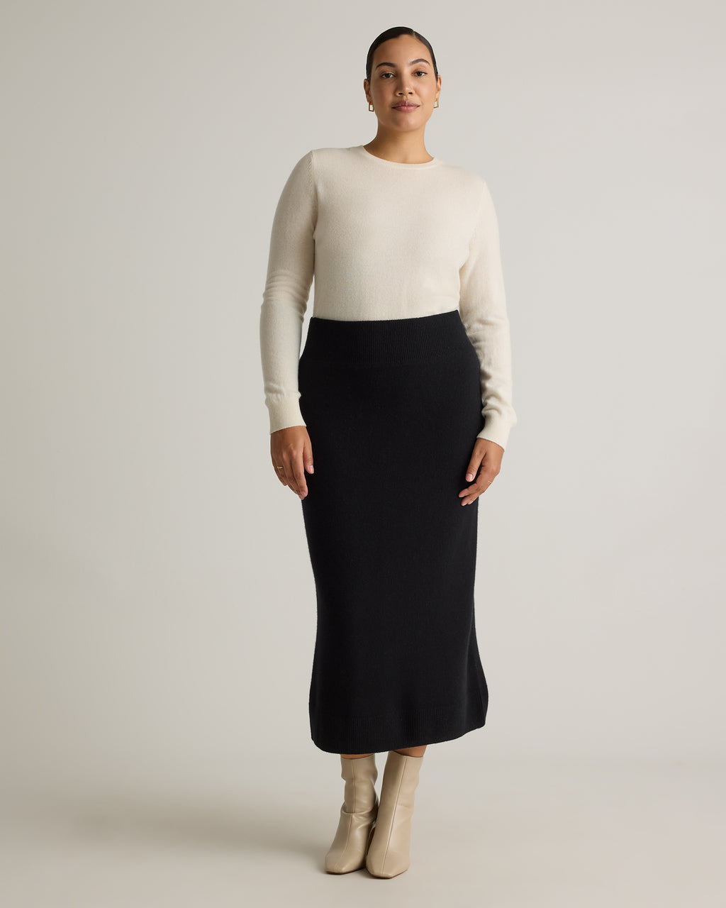 Quince Women's Mongolian Cashmere Fitted Midi Skirt