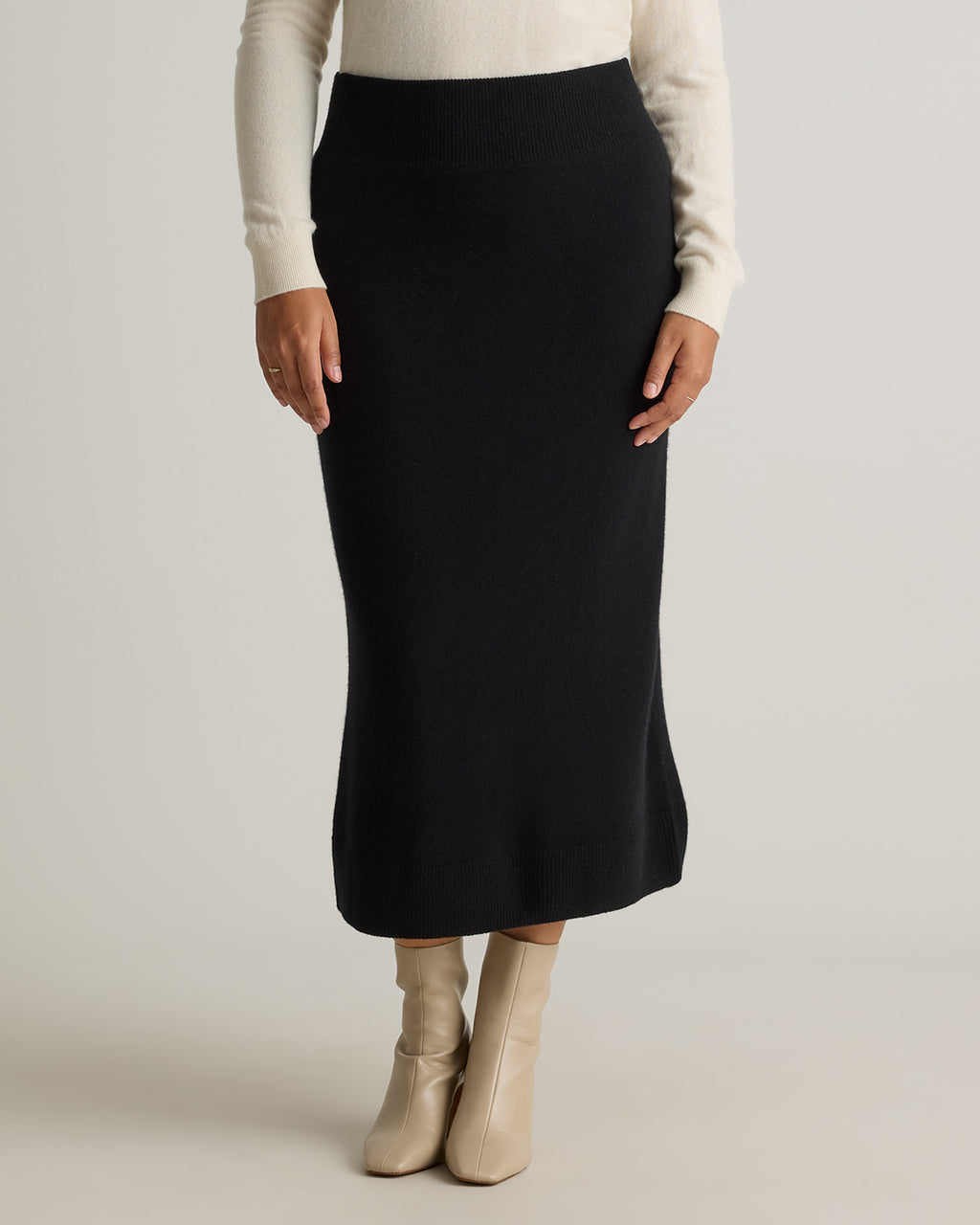 Quince Women's Mongolian Cashmere Fitted Midi Skirt
