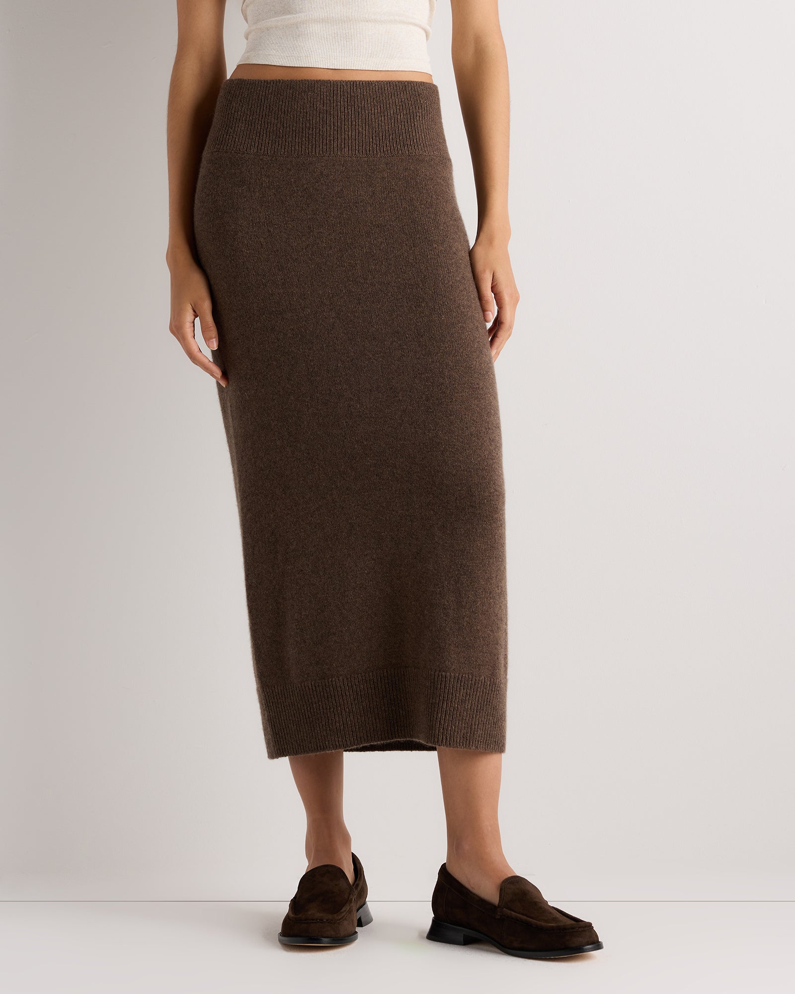 Quince Women's Mongolian Cashmere Fitted Midi Skirt