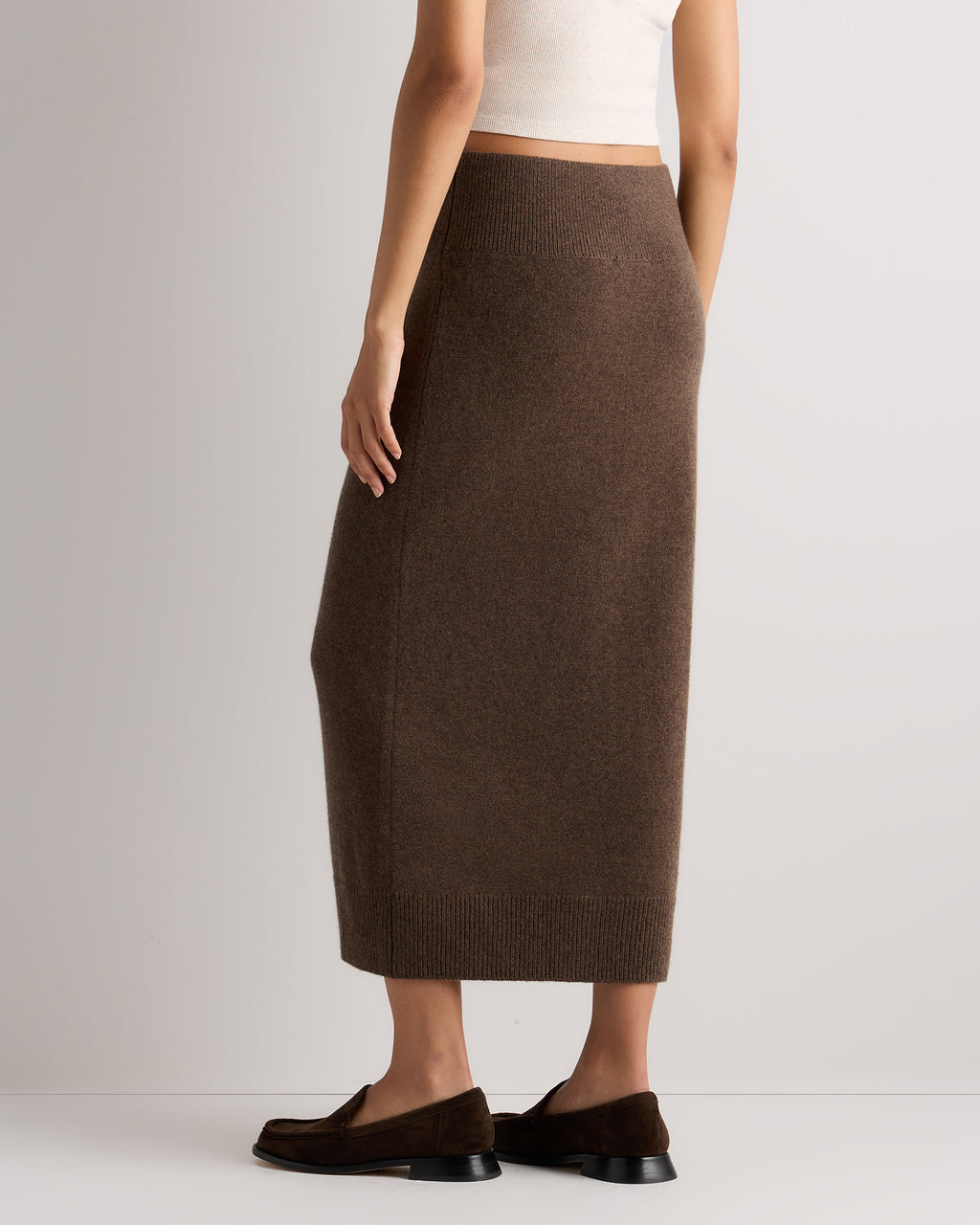 Quince Women's 100% Grade A Mongolian Cashmere Fitted Midi Skirt