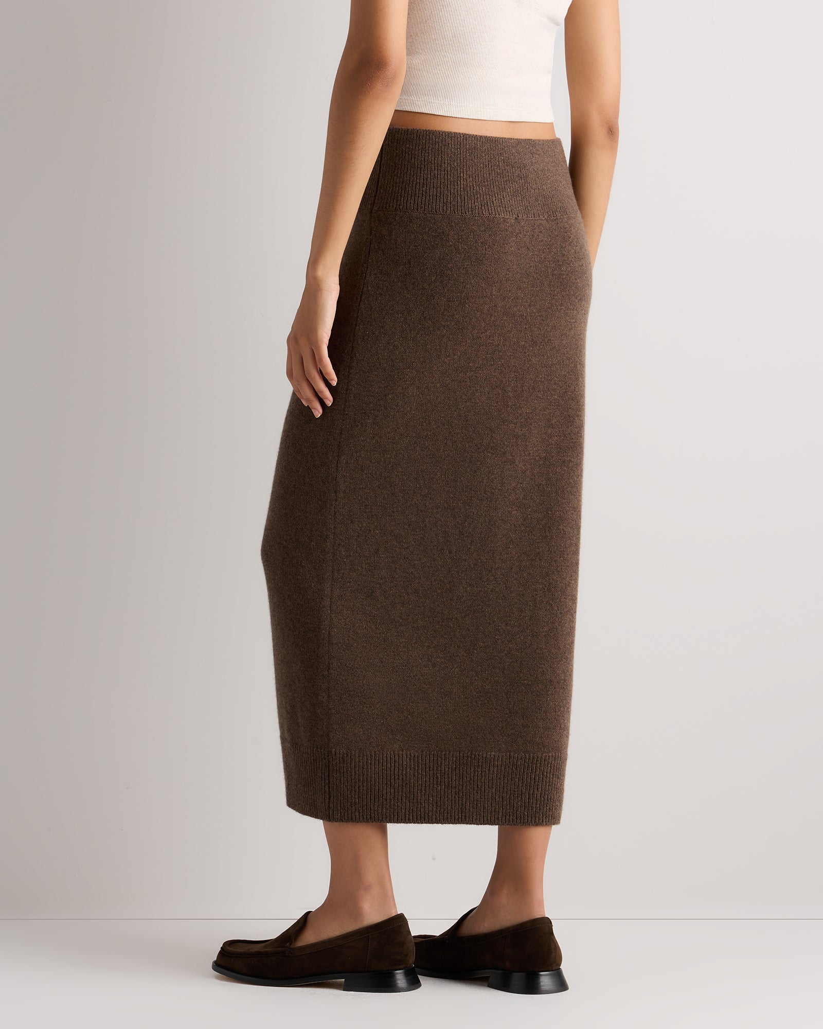 Quince Women's 100% Grade A Mongolian Cashmere Fitted Midi Skirt