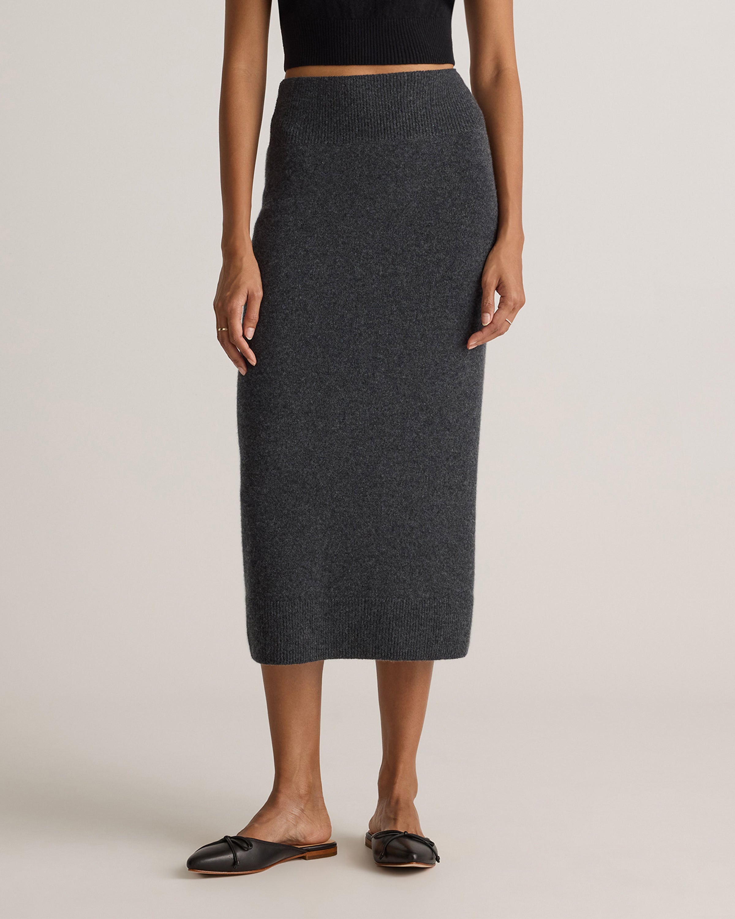 Quince Women's Mongolian Cashmere Fitted Midi Skirt