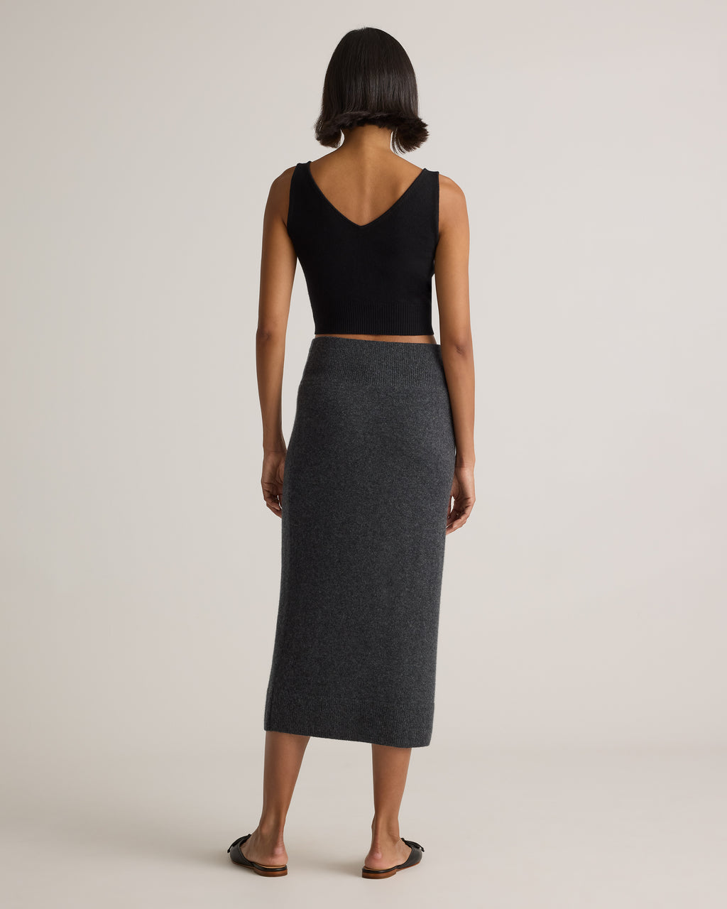 Quince Women's 100% Grade A Mongolian Cashmere Fitted Midi Skirt