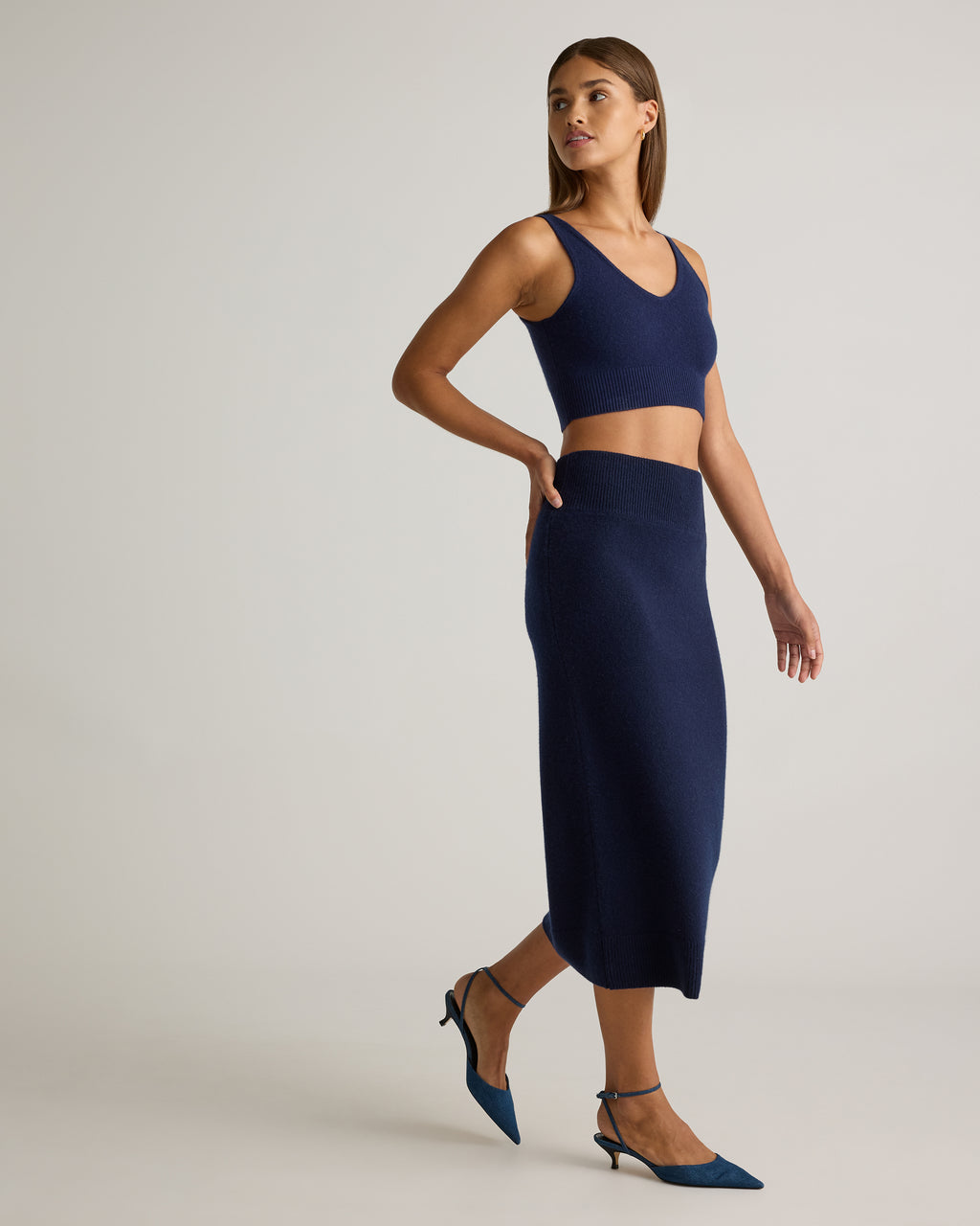 Quince Women's Mongolian Cashmere Fitted Midi Skirt