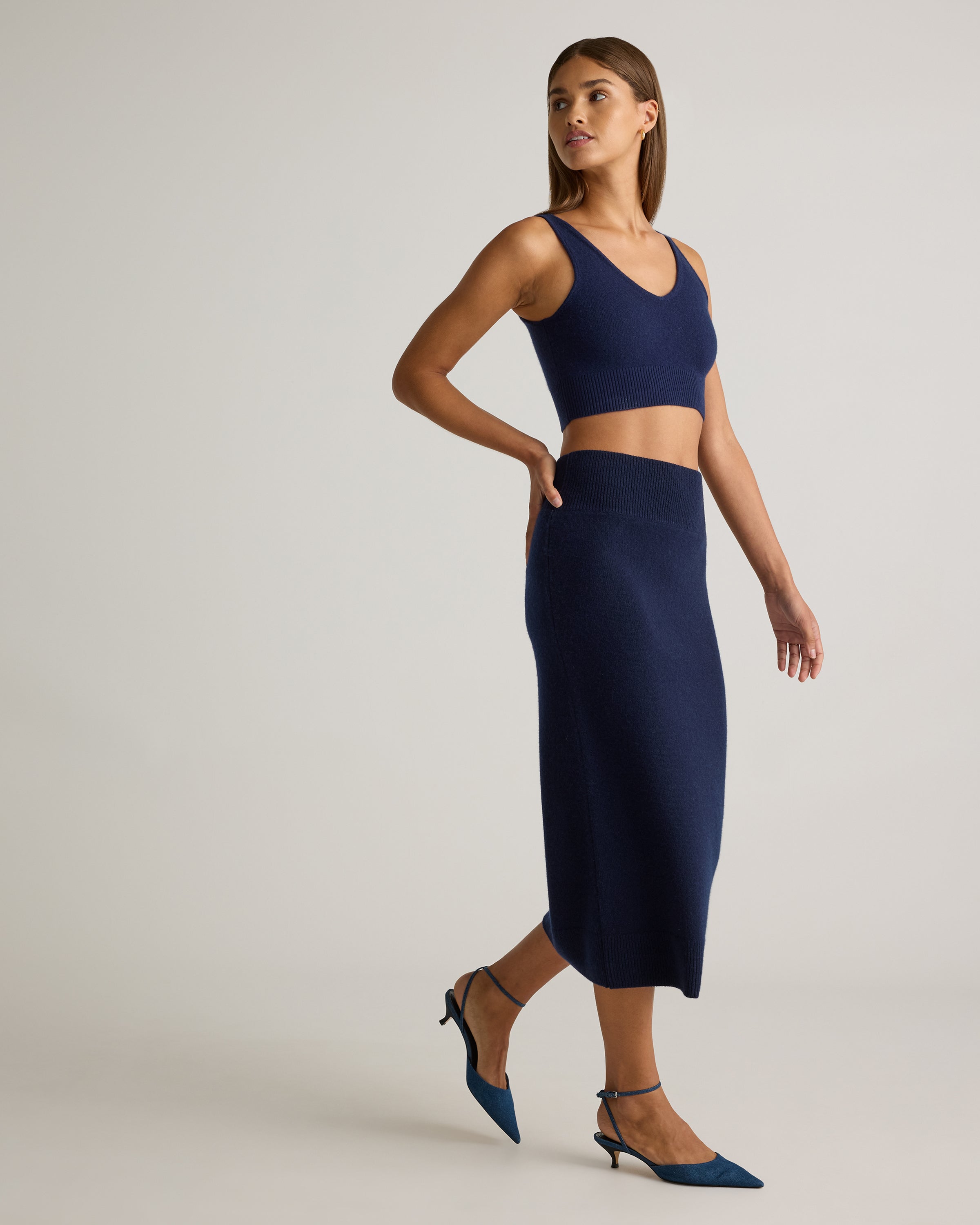 Quince Women's Mongolian Cashmere Fitted Midi Skirt