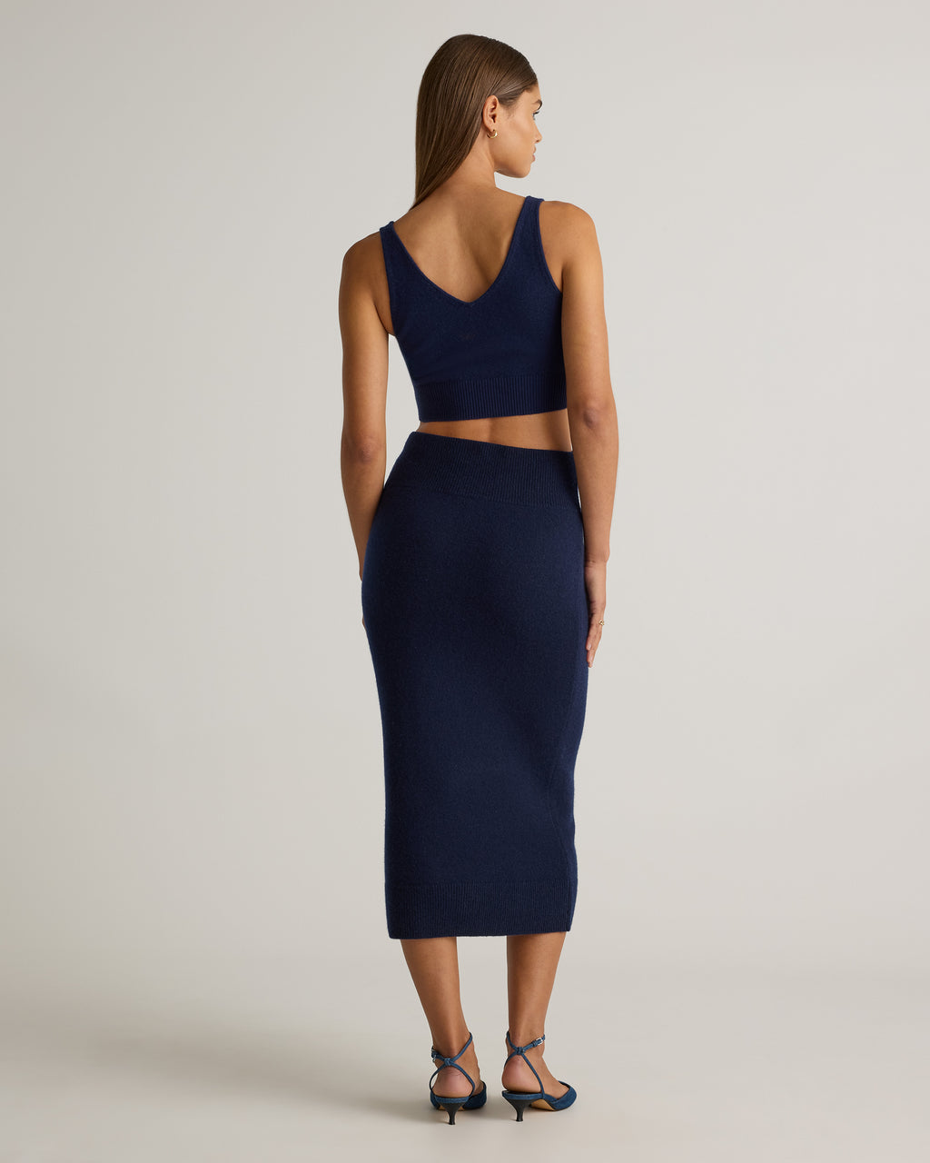 Quince Women's Mongolian Cashmere Fitted Midi Skirt