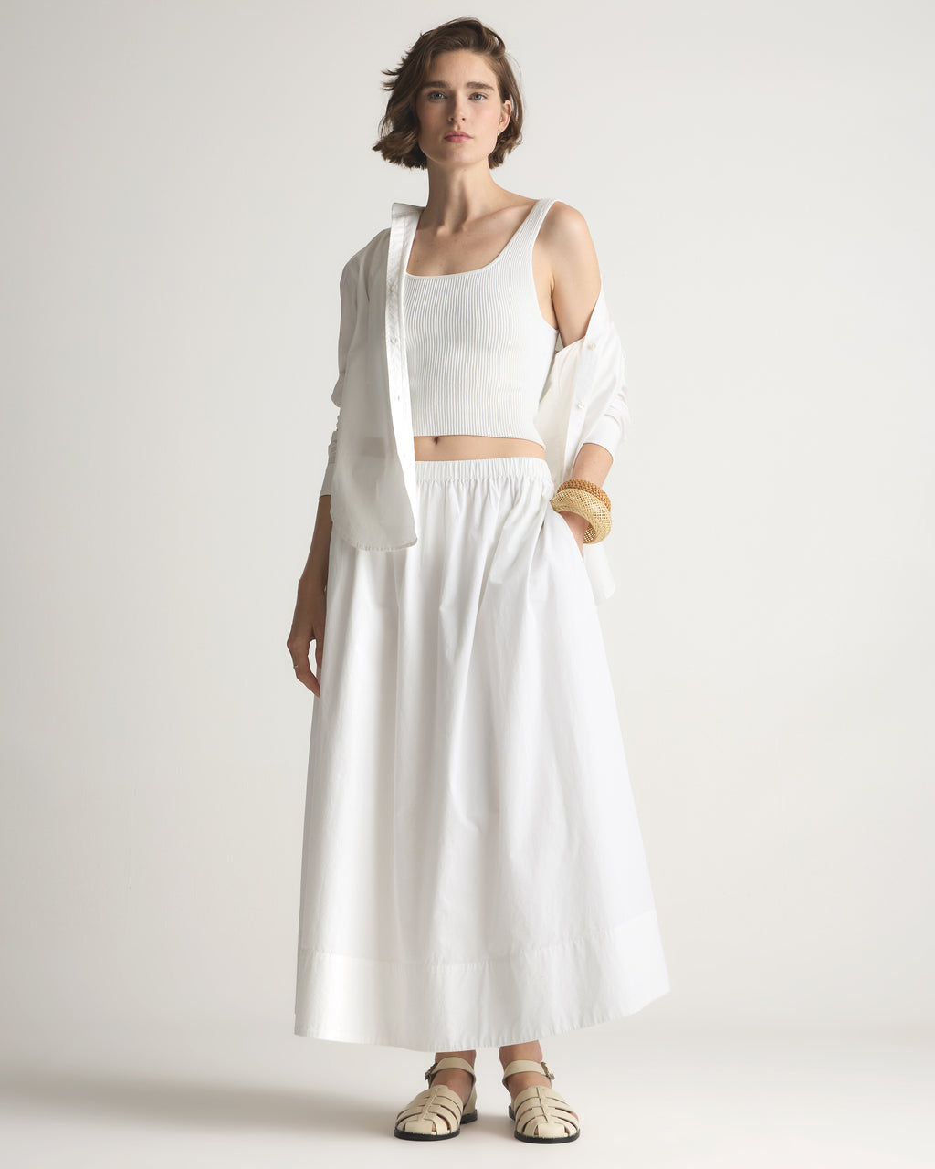 Quince Women's 100% Organic Cotton Poplin A-Line Maxi Skirt