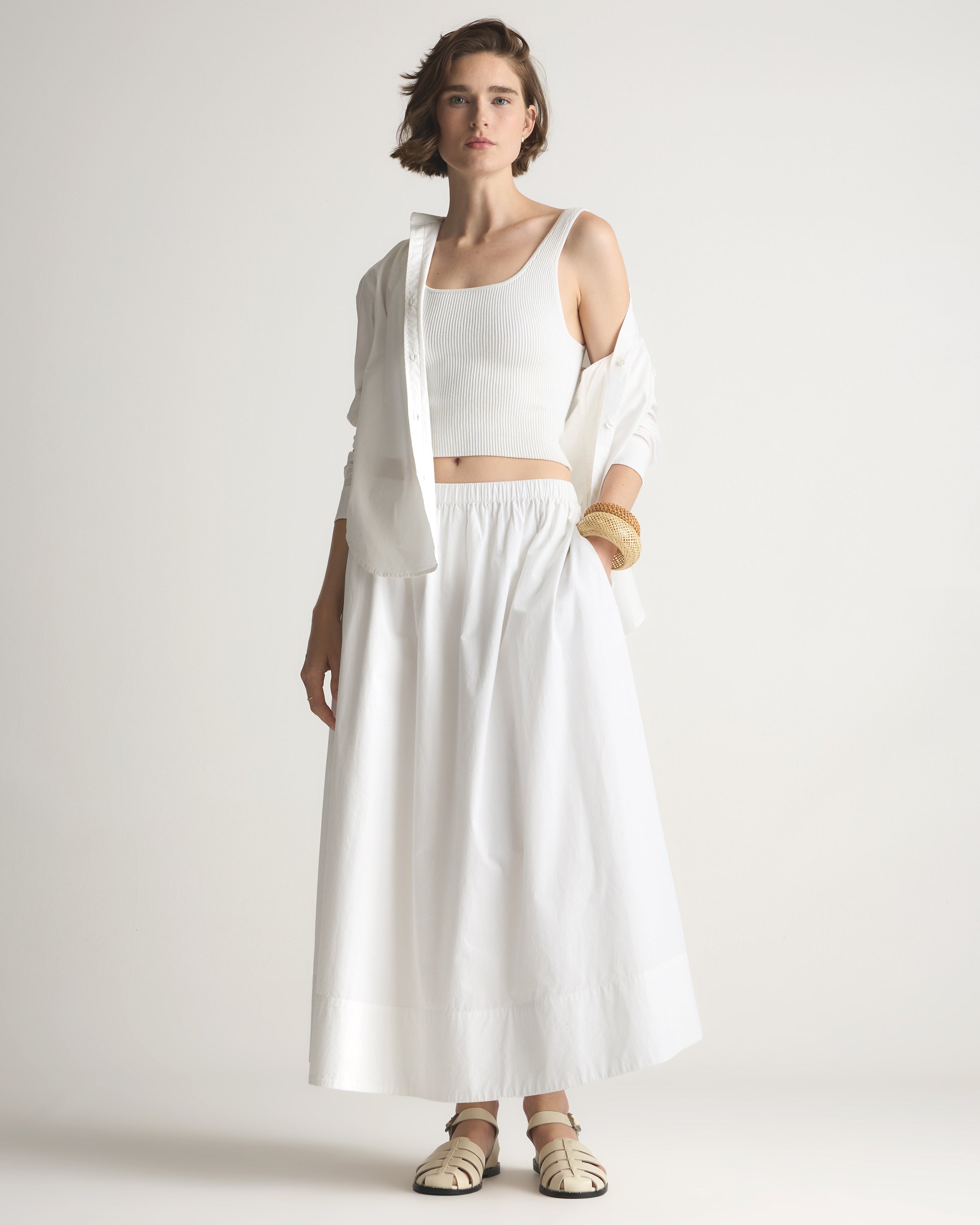 Quince Women's 100% Organic Cotton Poplin A-Line Maxi Skirt