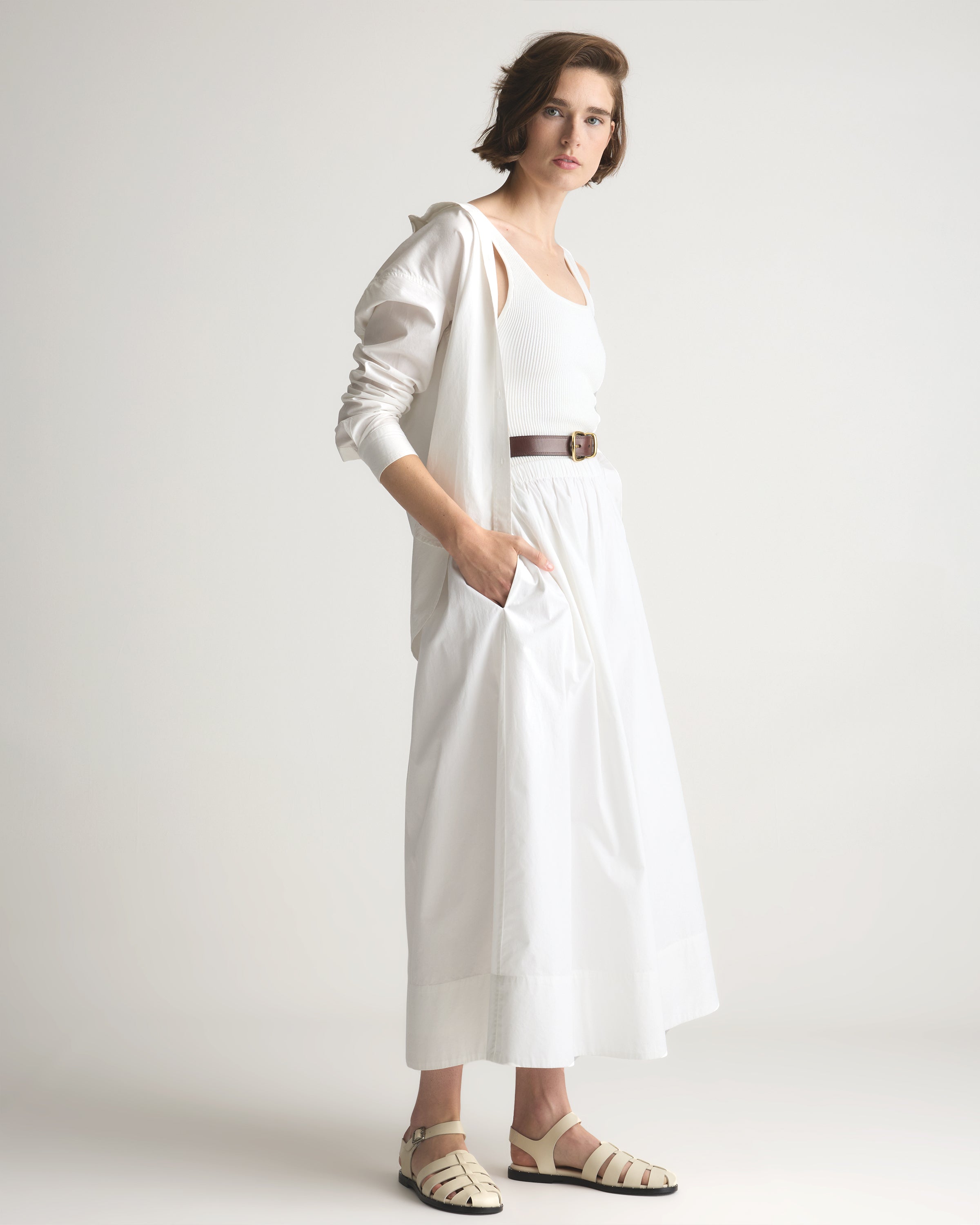 Quince Women's 100% Organic Cotton Poplin A-Line Maxi Skirt